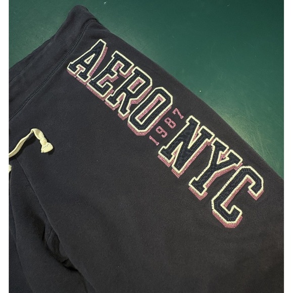 Vintage Y2K Aeropostale Sweatpants Women XL Low Rise Blue Pink Rhinestone Preppy - Picture 2 of 10
